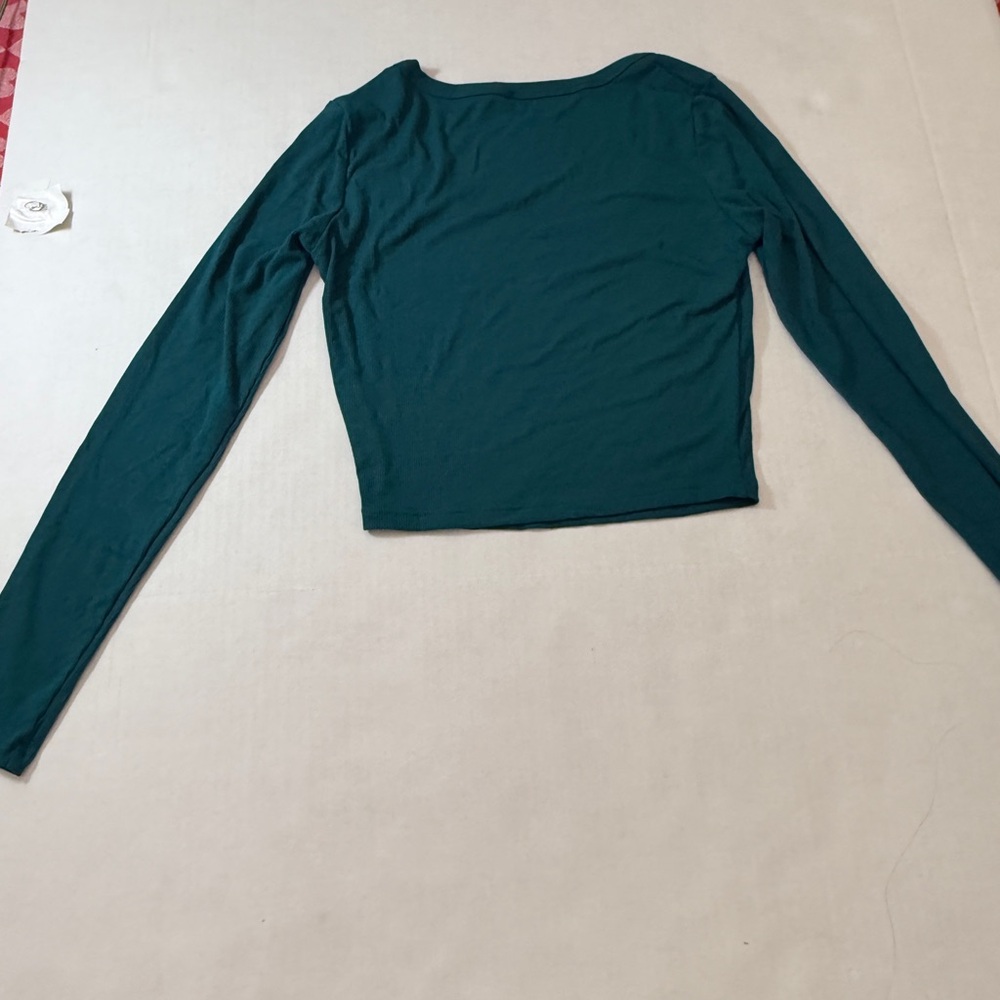 Elegant Teal Long Sleeve Women's Top